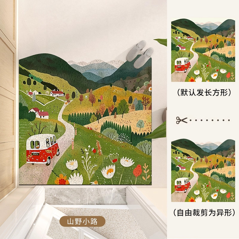 卡通入户地垫除尘耐磨丝圈地毯耐脏易打理可裁剪玄关防滑垫可代发|undefined