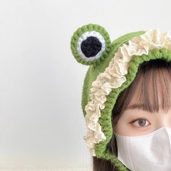 新款青蛙大眼睛百搭卡通針織髮飾髮帶保暖護耳時尚可愛網紅頭飾