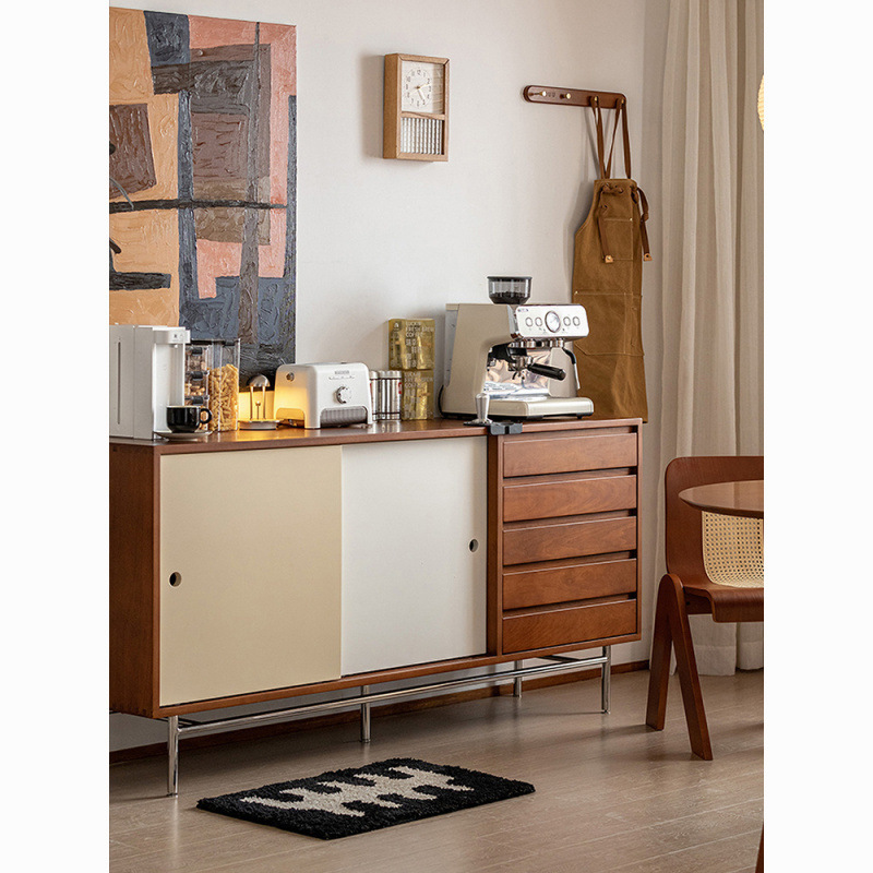 Vintage Solid Wood Sideboard Nordic Integrated Wall Locker Coffee Cabinet Small Apartment Tea Cabinet Storage Side Cabinet