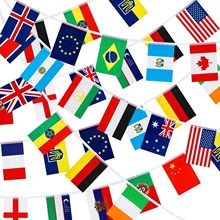 跨境专供100面国家串旗酒吧咖啡厅整条30米50个国家小旗旗帜批发