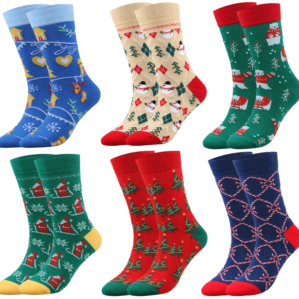Women's Socks & Hosiery enlarged Christmas socks, large size men's socks, cotton socks, men's socks, women's socks, new Christmas mid tube socks trend_voghion.com