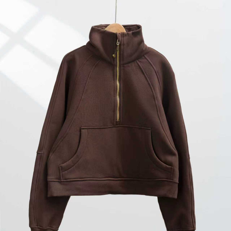 Lulu Scuba Loose Stand-Up Collar Chimney Sweatshirt Half-Zip Spring, Autumn and Winter Velvet Yoga Fitness Jacket Lulu Scuba Loose Stand-Up Collar Chimney Sweatshirt Half-Zip Spring, Autumn and Winter Velvet Yoga Fitness Jacket