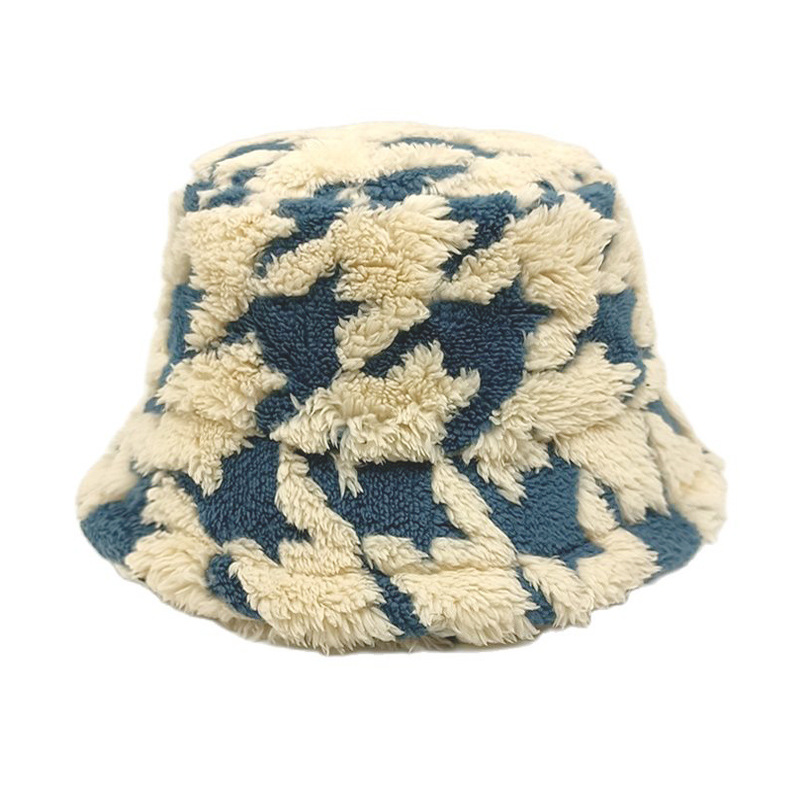 Frau Retro Farbblock Flache Traufen Bucket Hat display picture 4