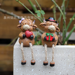 跨境吊脚高地牛情侣树脂摆件Fairy Statue外贸工艺品长脚花盆挂件