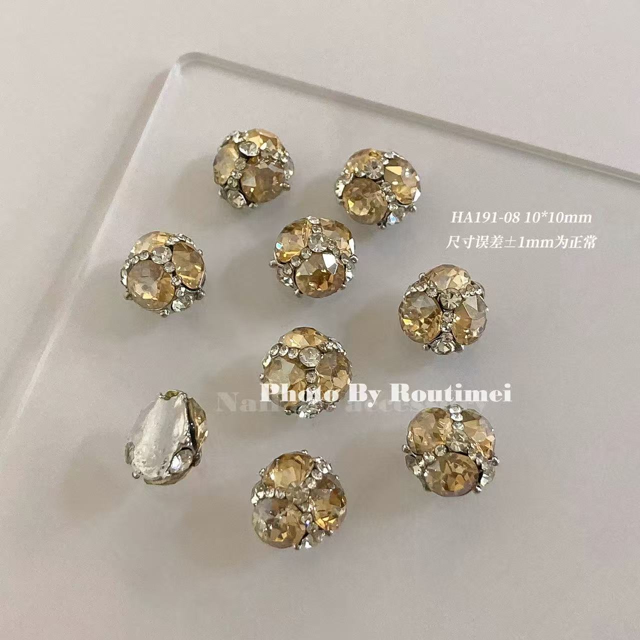 Z418-풀 다이아몬드 33 컷 다이아몬드 볼-샴페인