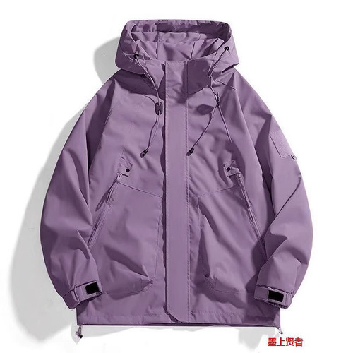 2025 Spring/Summer Men's & Women's American-style High-Street Hooded Windproof & Waterproof Jacket with Printed Design