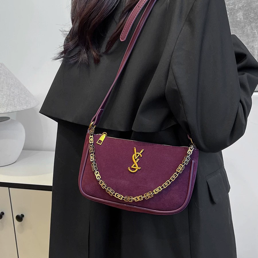 Retro chain, underarm bag for leisure, high quality shoulder bag, one-shoulder bag, for import, Korean style