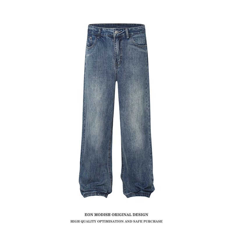 YON MODISH Vêtements pour hommes 2024 Automne Nouveau produit Meichao High Street Lavable Polyvalent Jeans à jambe droite_voghion.com
