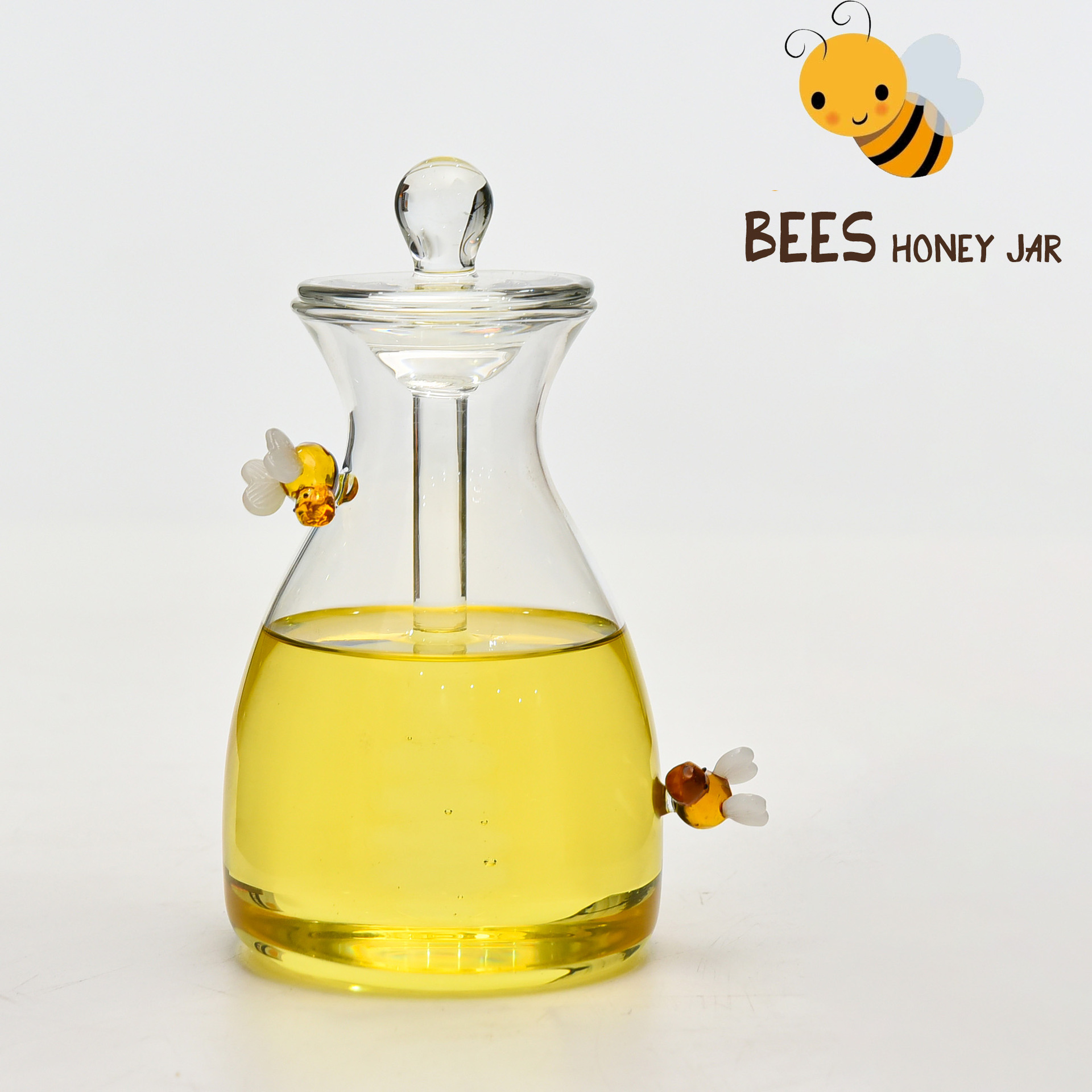 Tarro de miel de vidrio transparente para el hogar con tapa botella de miel de agitación de vidrio creativo de gran capacidad tarro de miel de abeja