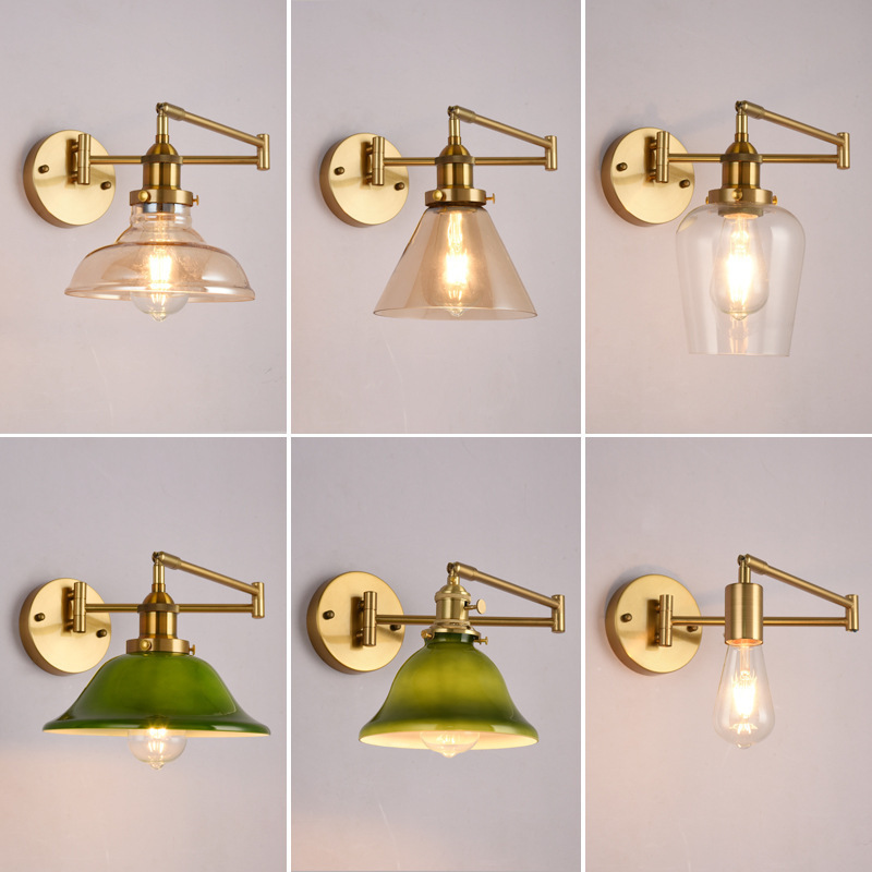 Bedside Lamp Wall-Mounted Japanese-Style Vintage Wall Lamp with Rotating Arm and Telescopic Glass for Guesthouse Living Room Bedroom Hallway Bedside Lamp Wall-Mounted Japanese-Style Vintage Wall Lamp with Rotating Arm and Telescopic Glass for Guesthouse Living Room Bedroom Hallway