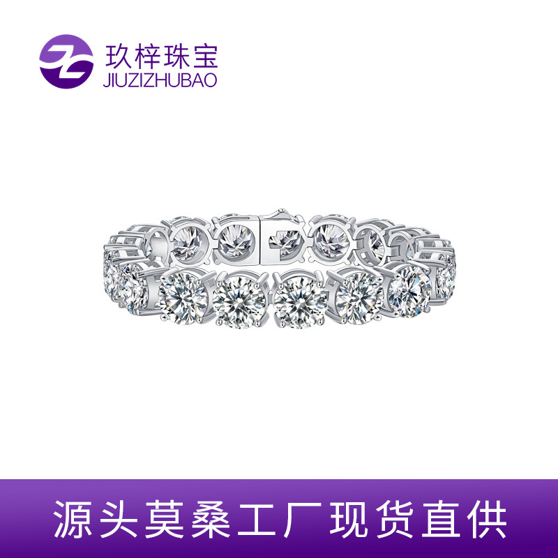 European and American light luxury 5-carat tennis bracelet, 925 silver tennis bracelet, women's evening sparkling jewelry, cross-border supply