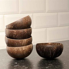 天然越南椰壳碗椰子木勺搅拌勺调羹海南老椰子壳叉刀水果沙拉碗