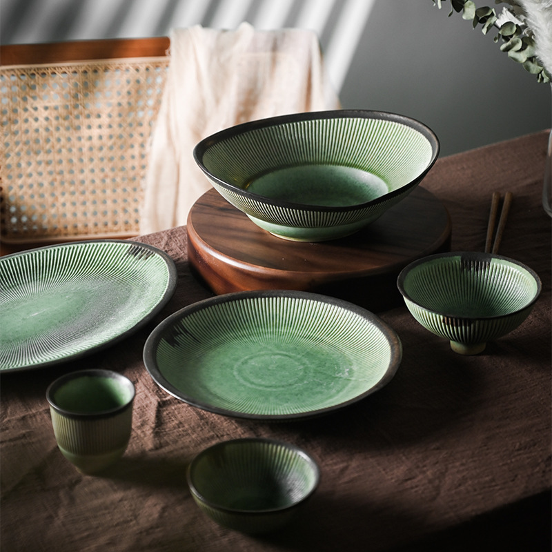 Shimeiji Gold Enamel 2026 New Bowl and Plate Set for Home Use, Light Luxury High-End Vintage Coarse Ceramic Tableware from Jingdezhen