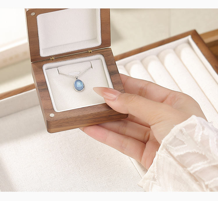 Mặt dây chuyền bạc S925 hình trứng aquamarine phong cách Hàn Quốc — Mặt dây chuyền đơn (không bao gồm dây chuyền) chi tiết 3