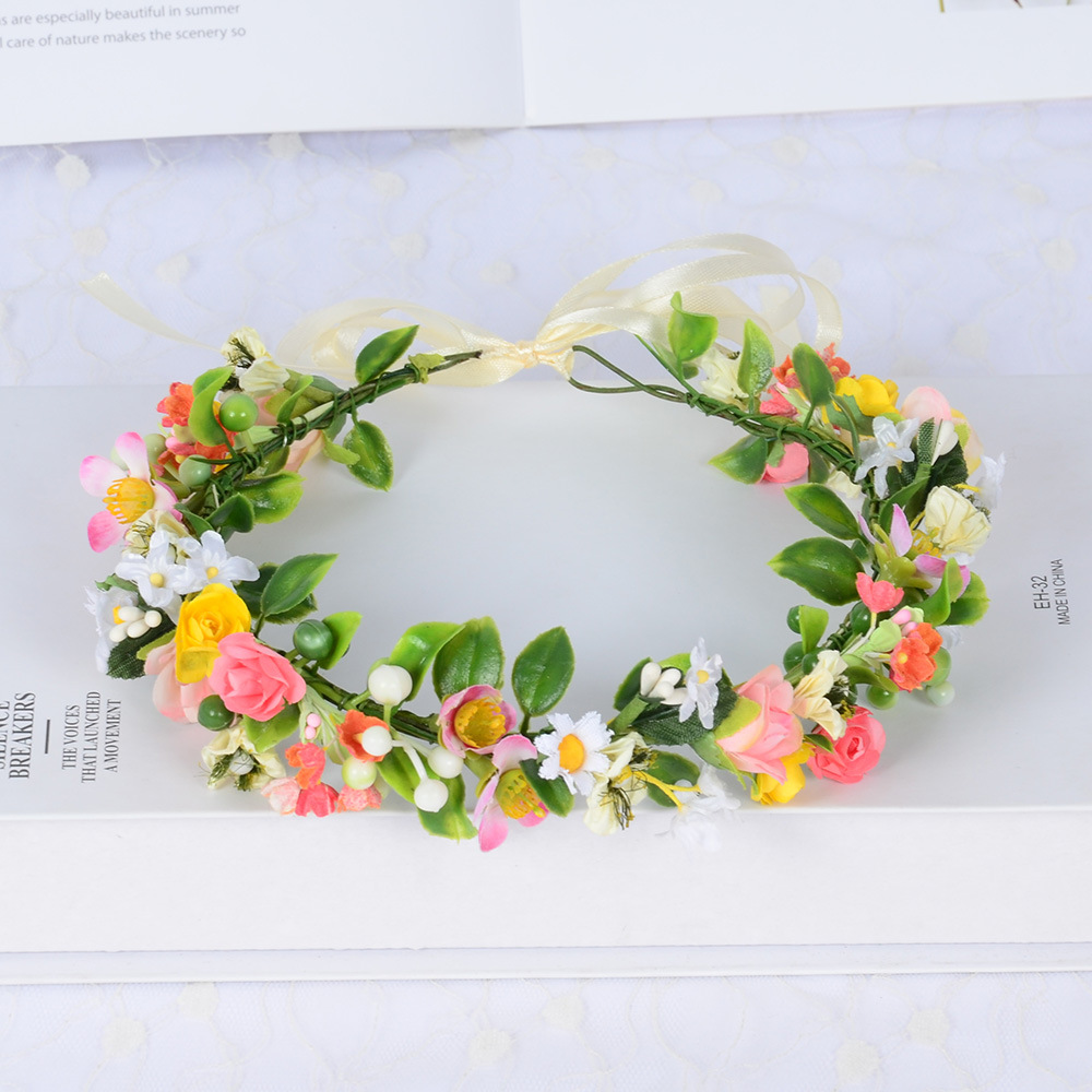 New Princess Children's Fake Flower Headwear Colorful Flower Leaves Garland display picture 1