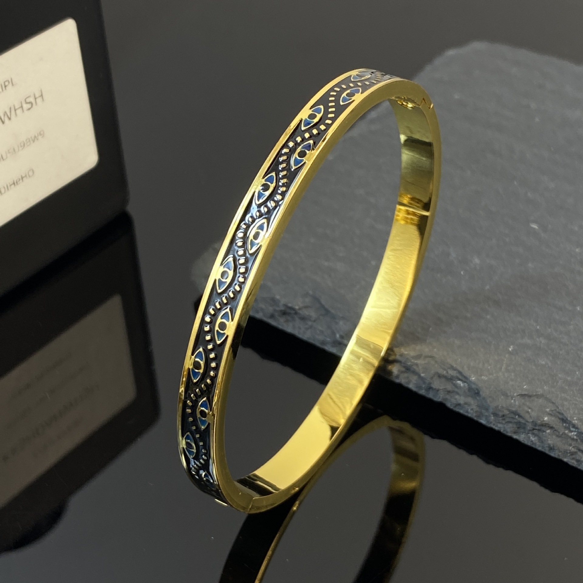 Pulseras de acero de titanio de estilo retro goteo de aceite de color abstracto hermoso color contrastante no se desvanecen combinación de pulseras mujeres