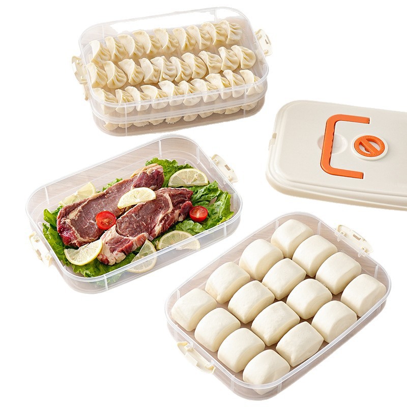 Caja de dumplings, refrigerador de cocina de grado alimenticio, caja de congelación, caja de conservación de frescura, paquetes de pan domésticos multicapa, caja de pan congelado, caja de dumplings congelada instantáneamente