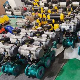 衬氟球阀Q641F46-16C气动法兰球阀图片