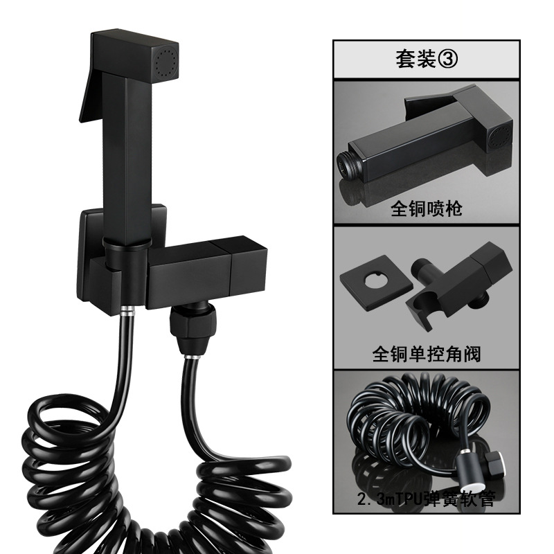 Limpiador de inodoro totalmente de cobre, enjuague presurizado, una entrada y una salida, pistola rociadora de inodoro, kit de pistola de descarga de inodoro