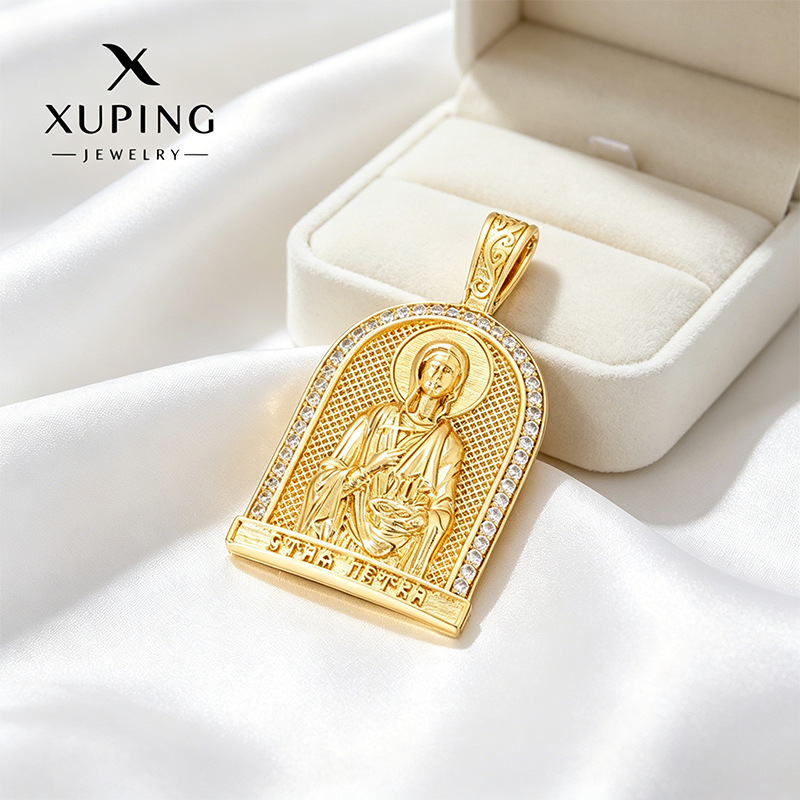 Xuping serie religiosa transfronteriza europea y americana de retrato colgante de aleación de cobre chapado 14k colgante de geometría colgante único al por mayor mujeres