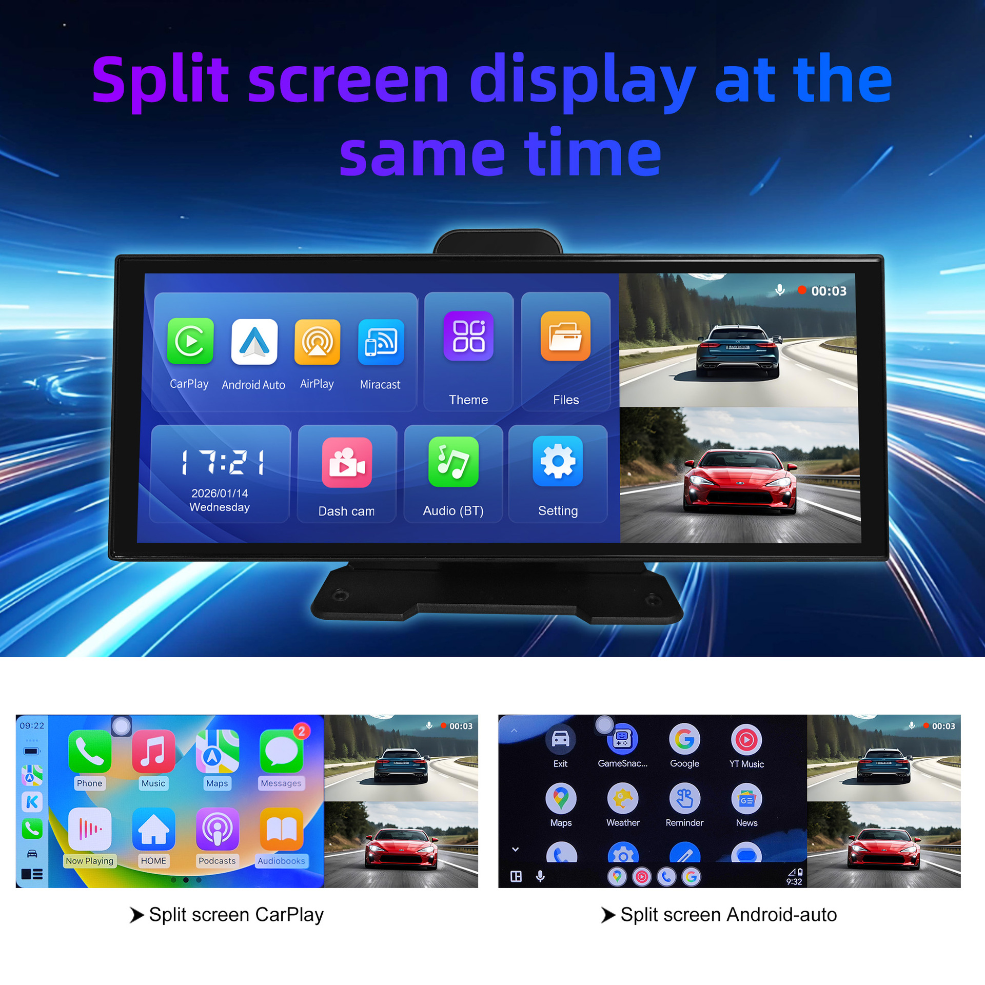 11.4-Inch 4K Driving Recorder Wireless Carplay Smart Screen Car Navigation Car Adas Recorder
