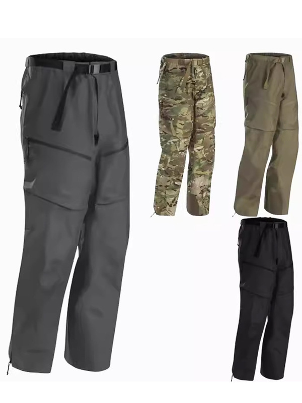 Military-Style Hardshell Pants for Men, Outdoor Clothing, Waterproof Side Zipper Rain Pants, Fully Taped Hiking Pants Military-Style Hardshell Pants for Men, Outdoor Clothing, Waterproof Side Zipper Rain Pants, Fully Taped Hiking Pants