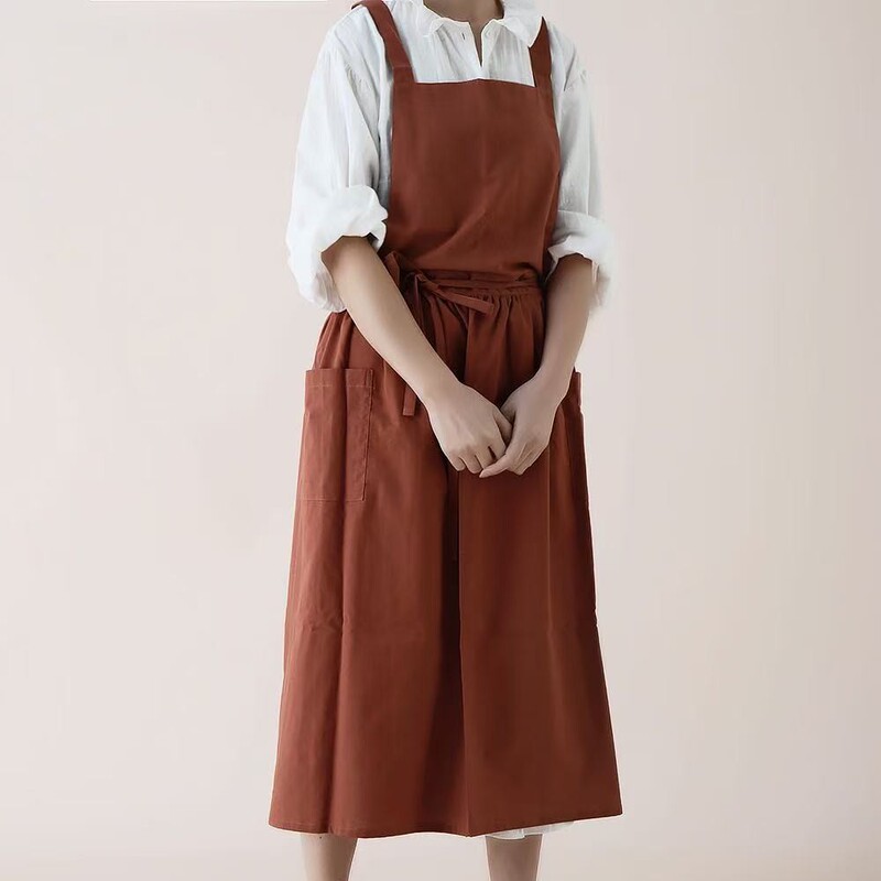 Japanese Style Artistic Nail Shop Apron Painting Clothes Flower Shop Apron Nordic Style Solid Color Vintage Work Clothes