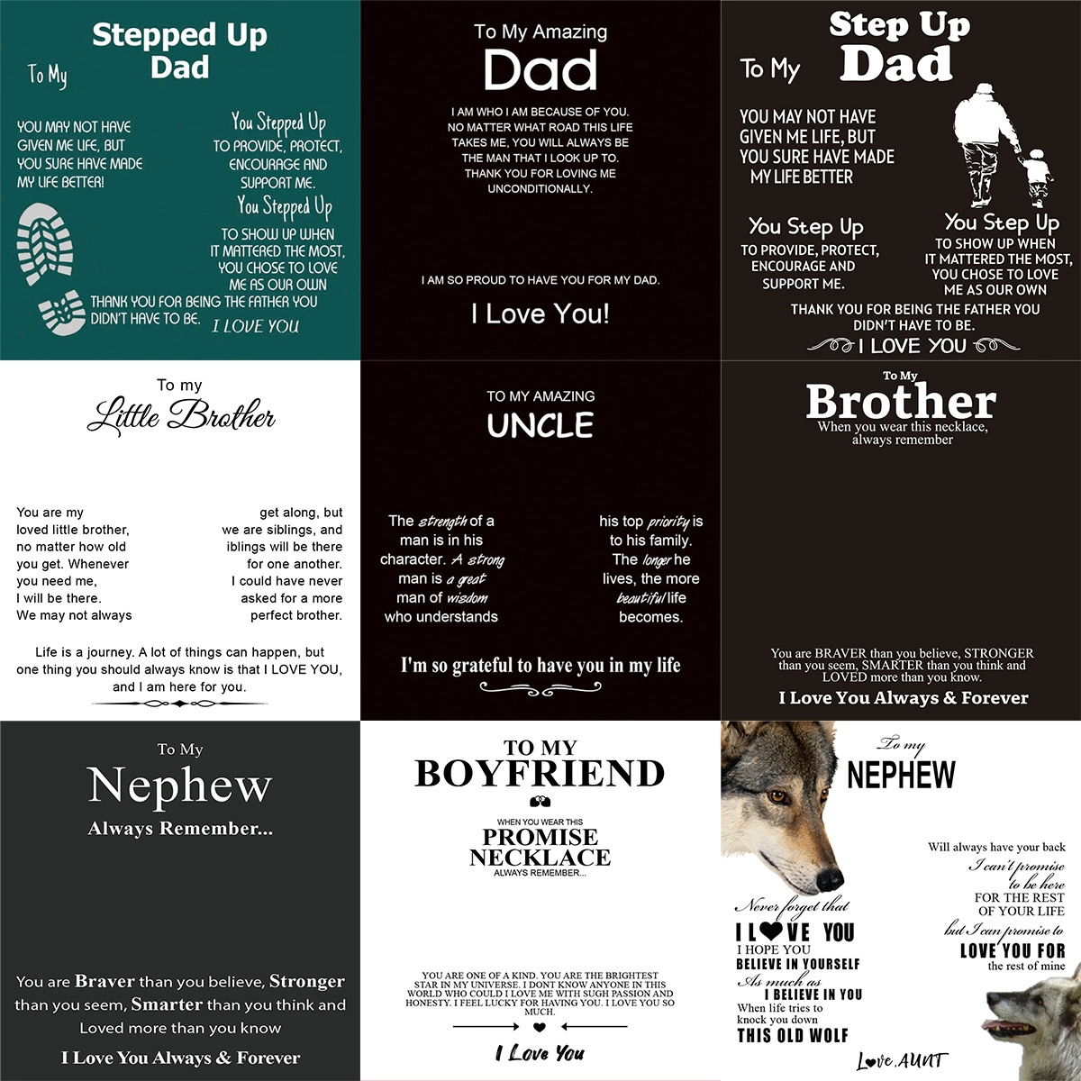 Европейская и американская мода трансграничная горячая продажа карточная коробка To my brther/dad/uncle/boyfriend карта