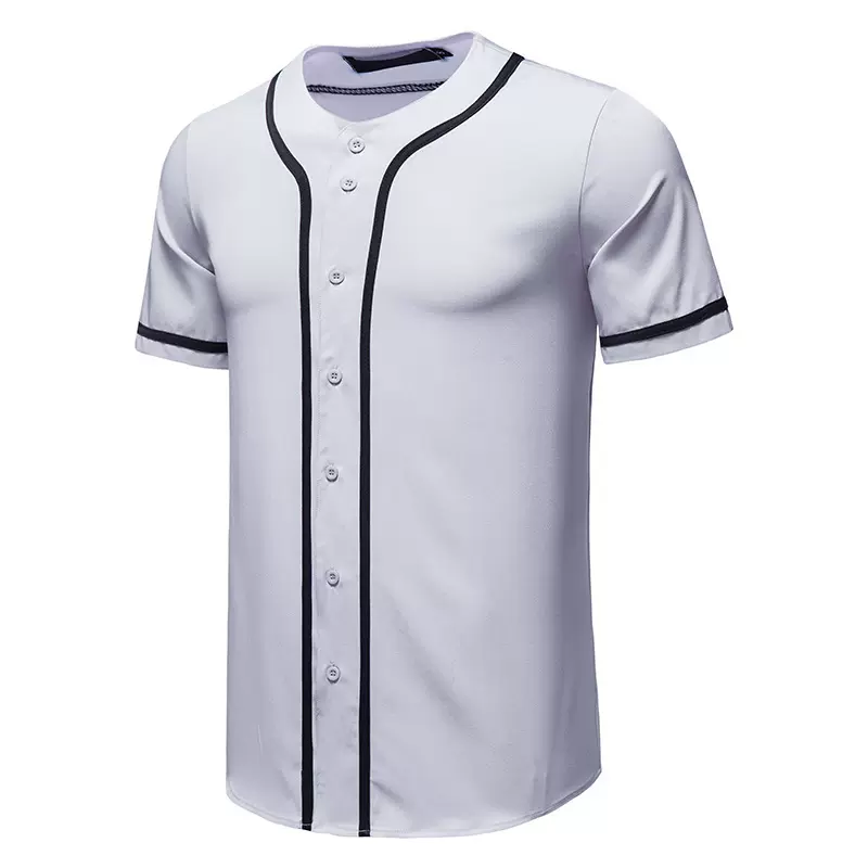 外贸夏季新款男式棒球运动衫欧美男装休闲修身短袖T恤欧美风条纹