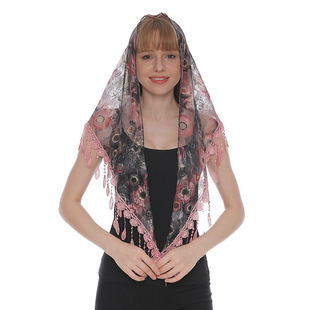 Colorful Korean Style Lace Triangle Scarf Spring and Autumn Fashion Hollow Tassel Women's Triangle Scarf SJJ07