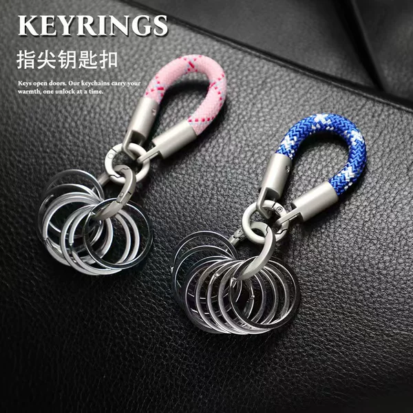 Minimalist Ins Titanium Alloy Keychain with Multiple Rings and Lanyard for Organizing and Managing, Multifunctional Car Key Holder