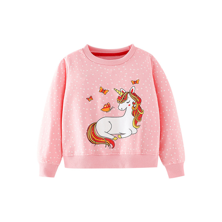 Kid Girls Cartoon Pink Unicorn Sweatshirt