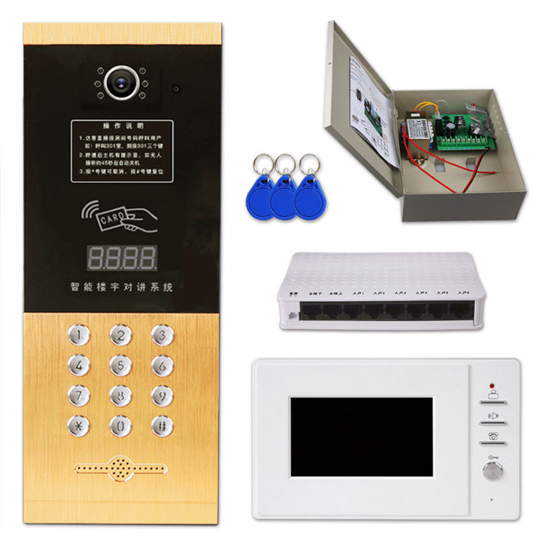 edificio conjunto de puerta de unidad de intercomunicación visual de alta definición extensión telefónica deslizando tarjeta contraseña sistema de control de acceso desbloqueado inteligente