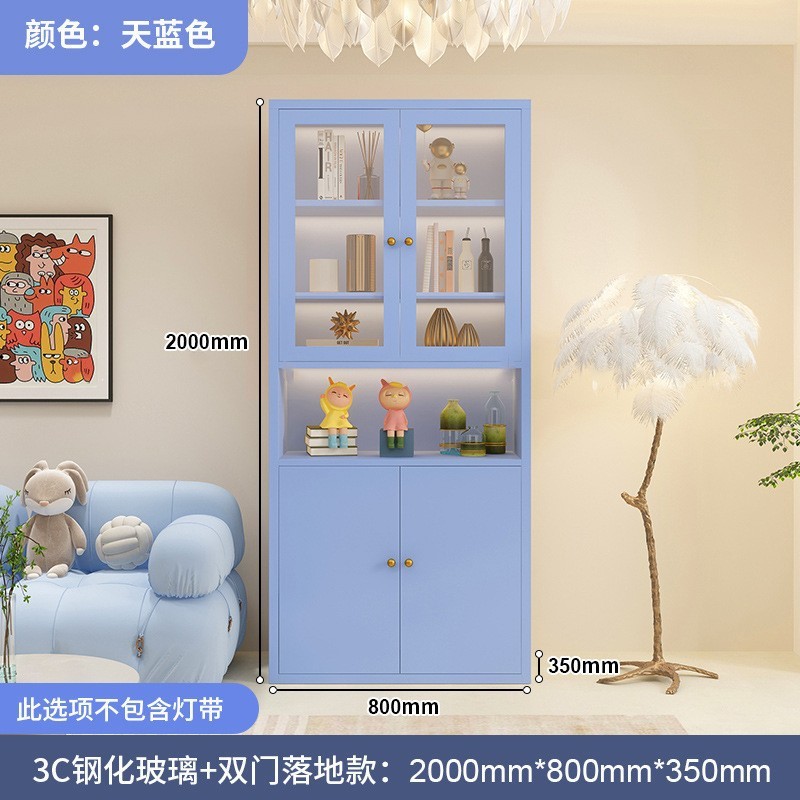 钢制书柜玻璃门防尘书架简约现代铁艺置物柜客厅储物柜家用展示柜|undefined