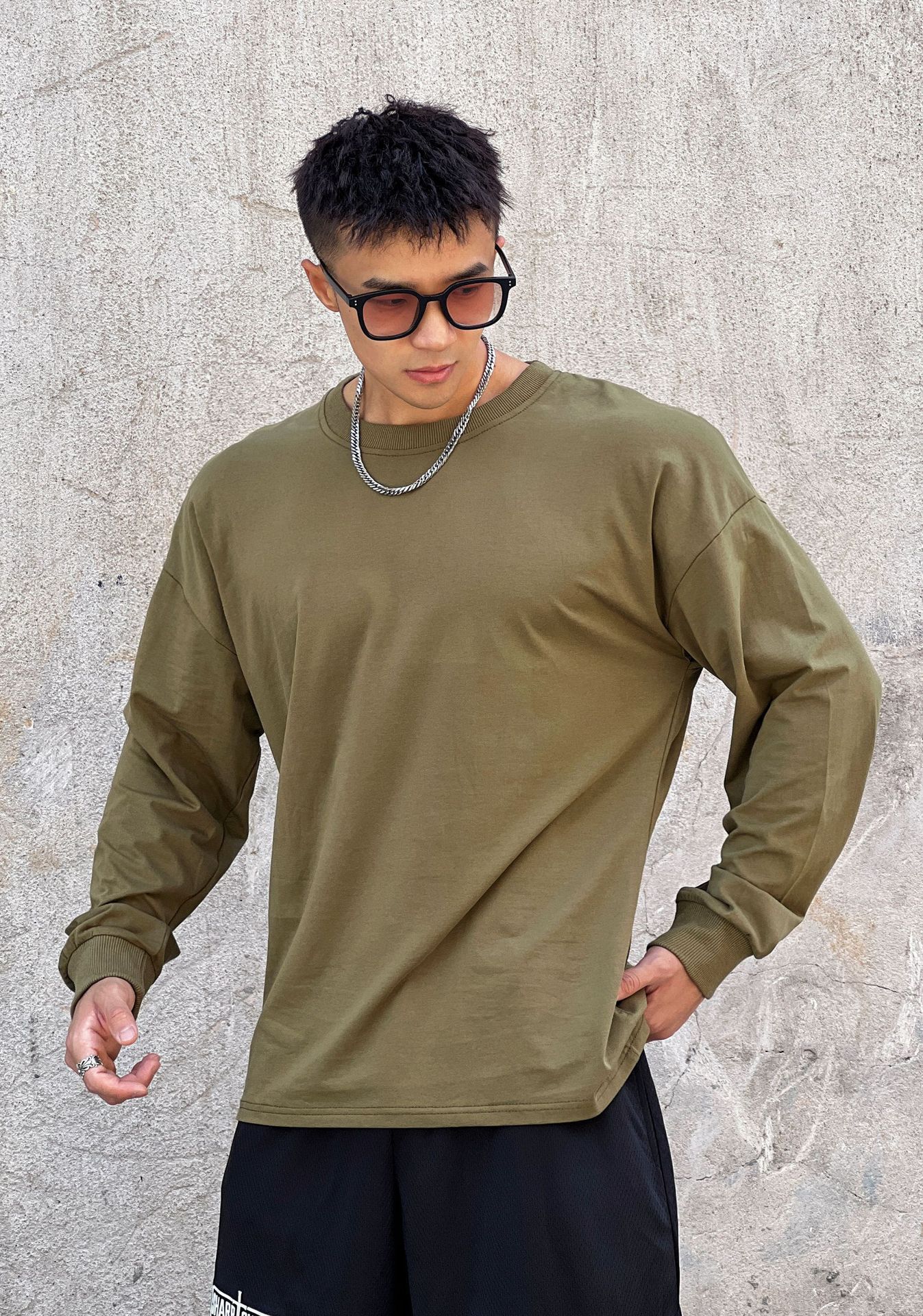 Men's Trendy Loose Fitting Fitness Clothing Long Sleeved T-Shirts Casual Training Sportswear Pullovers Sweatshirts Thin_viptrois.com