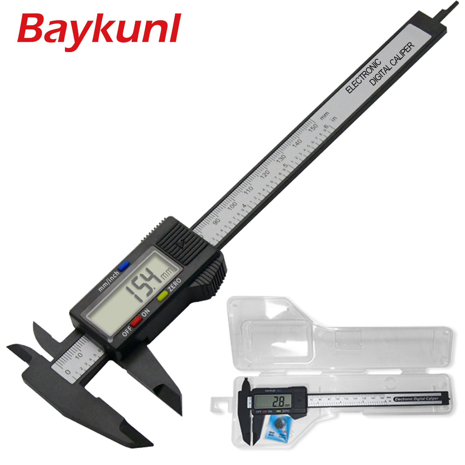 超值款碳素卡尺150mm电子数显测量工具批发家用塑料卡尺游标卡尺