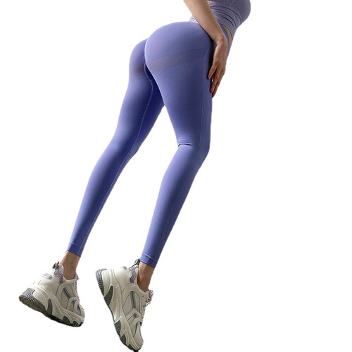 Women's High-Waist Tummy Control Peach Butt Yoga Pants for Summer Running and Fitness Kleine Blue