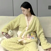 珊瑚绒睡衣冬季女款加绒加厚花儿2025年新款秋冬款法兰绒家居服