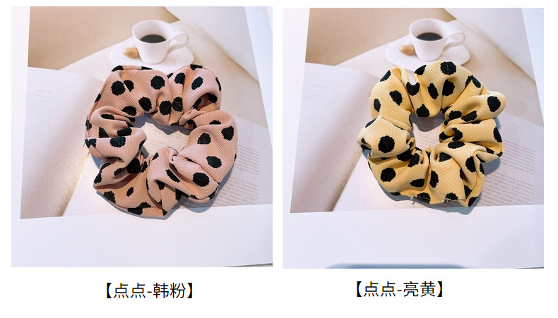 15g Weight Headwear Classification Birthday Occasion Geometric Pattern Women'S Gender Retro Style Khaki, White, Green, Blue, Yellow, Black Color Korean Retro Letter Wave Dot Hair Scrunchies 3