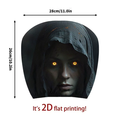 Car Headrest Cover with Dark Style and Black Face Design, Personalized Print, Universal Car Pillow Cover, Can Be Labeled and Shipped, Custom Production from Provided Images (Universal seat cover) - 01-double-sided-1pc-26cm28cm