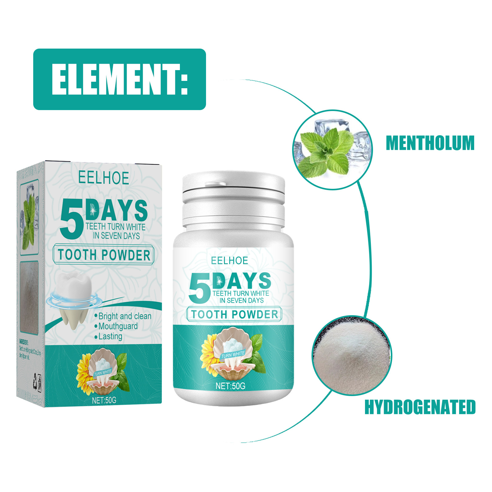 EELHOE 5-Day Whitening Tooth Powder Whitening, Cleaning Teeth Smokeing Stains, Removing Dirt, Refreshing Oral Plaque Cleansing Powder_voghion.com