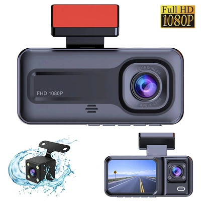 Three-lens driving recorder front and rear and internal 1080P full HD video recorder car DVR (Driving recorder)