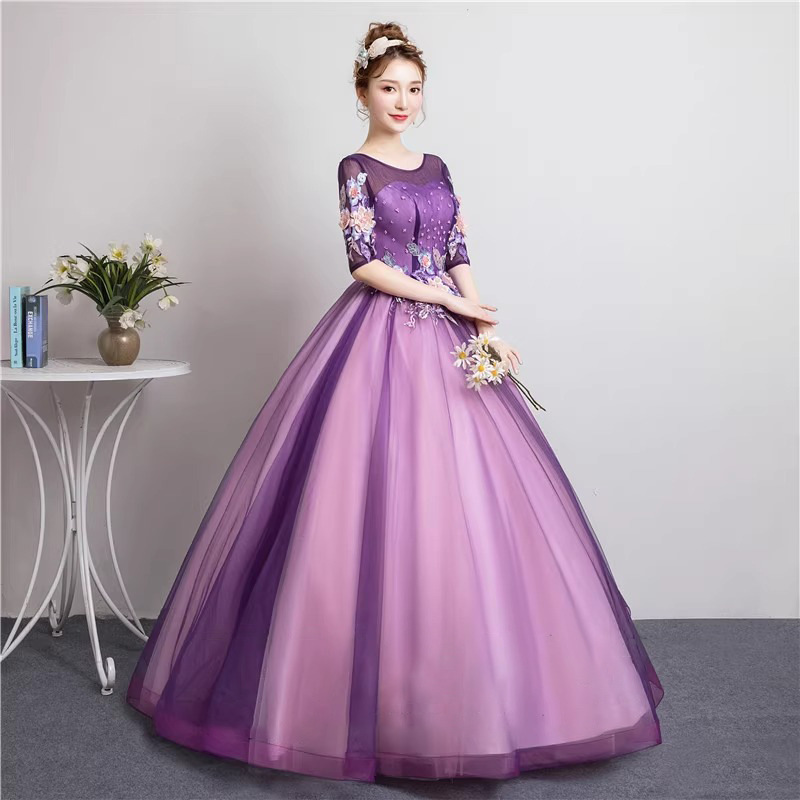 Vestido de actuación individual de hilo de colores para mujer, vestido largo para actuación musical vocal, vestido de noche para anfitriona de reunión anual, falda tutú