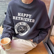 韩版小众休闲情侣卫衣女ins慵懒风设计感外套圆领字母印花女式卫