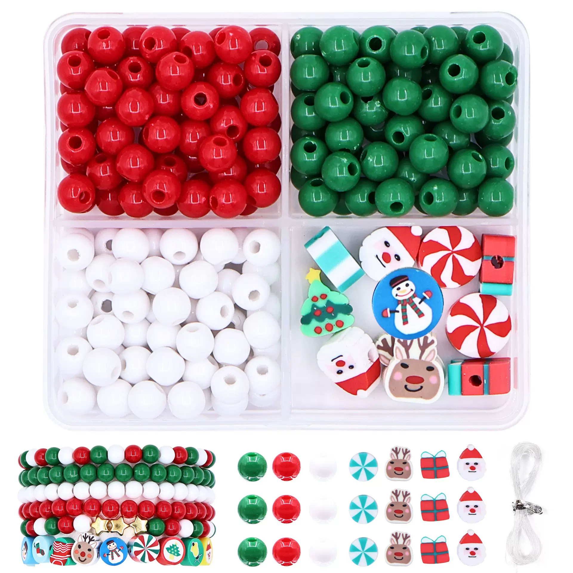 跨境圣诞节新款手链串珠手工diy珠子材料包饰品配件套装手串穿珠