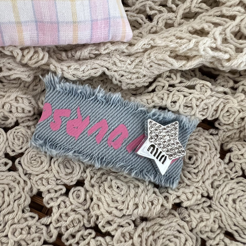 Autumn and winter y2k rhinestone star denim fabric hairpin female side bangs clip sweet cool hot girl bb clip hairpin headwear