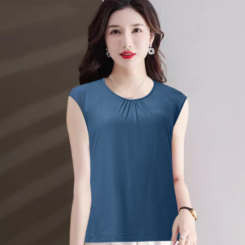 New loose large-size summer senior mom vest, all-matching slimming thin breathable sleeveless bottoming shirt
