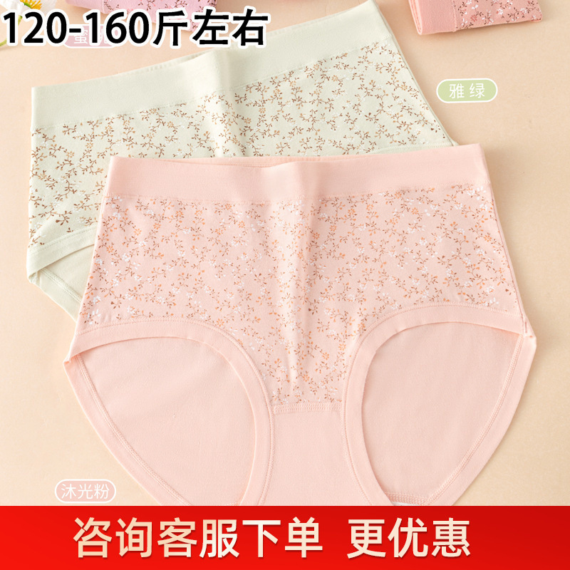 60-80kg Women's Plus Size Pure Cotton Dl Fashion Floral Breathable Women's Briefs 8909 Pet Change 3