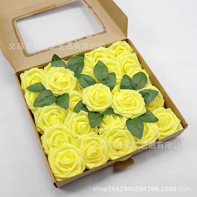 Caja de regalo de flor artificial transfronteriza espuma PE Rosa flor artificial con varilla 25 decoración de la boda regalo del Día de San Valentín