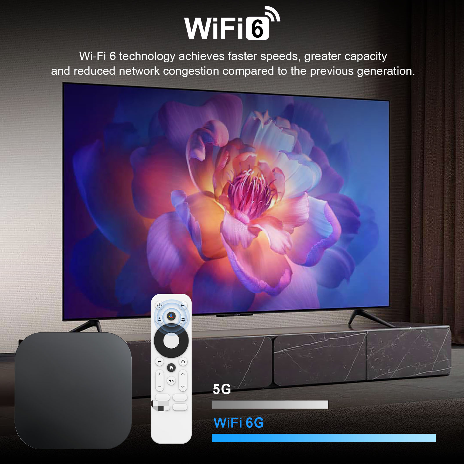 Caja de televisión de comercio exterior 4K HD 5G reproductor de red de voz de doble banda WIFI6 Android TVBOX exclusivo transfronterizo